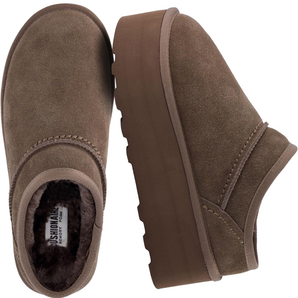Cushionaire Platform Slip On Ankle Boots in Taupe